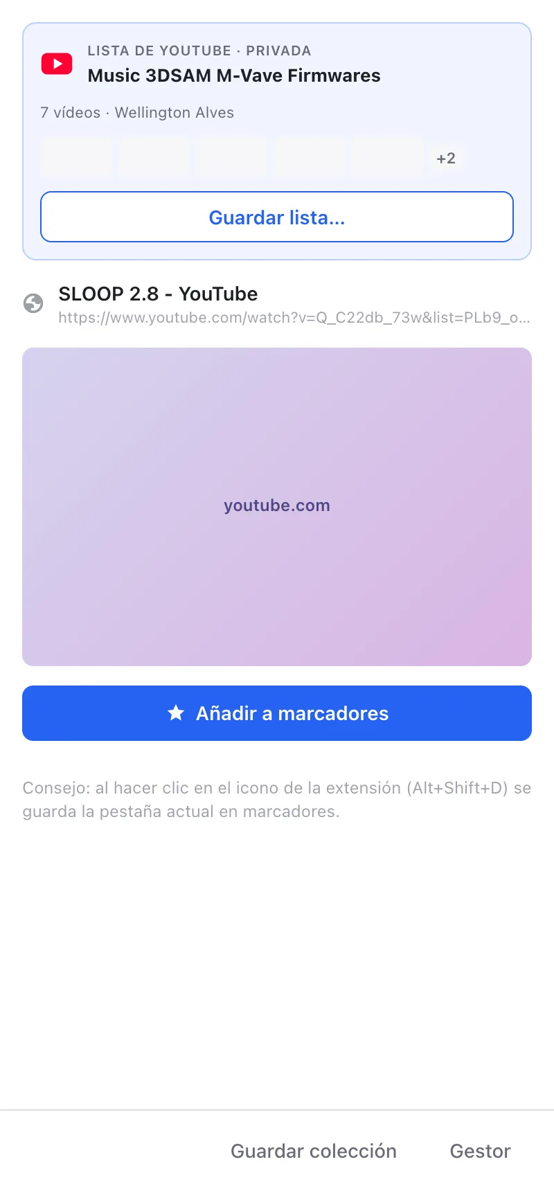 Tarjeta Guardar colección