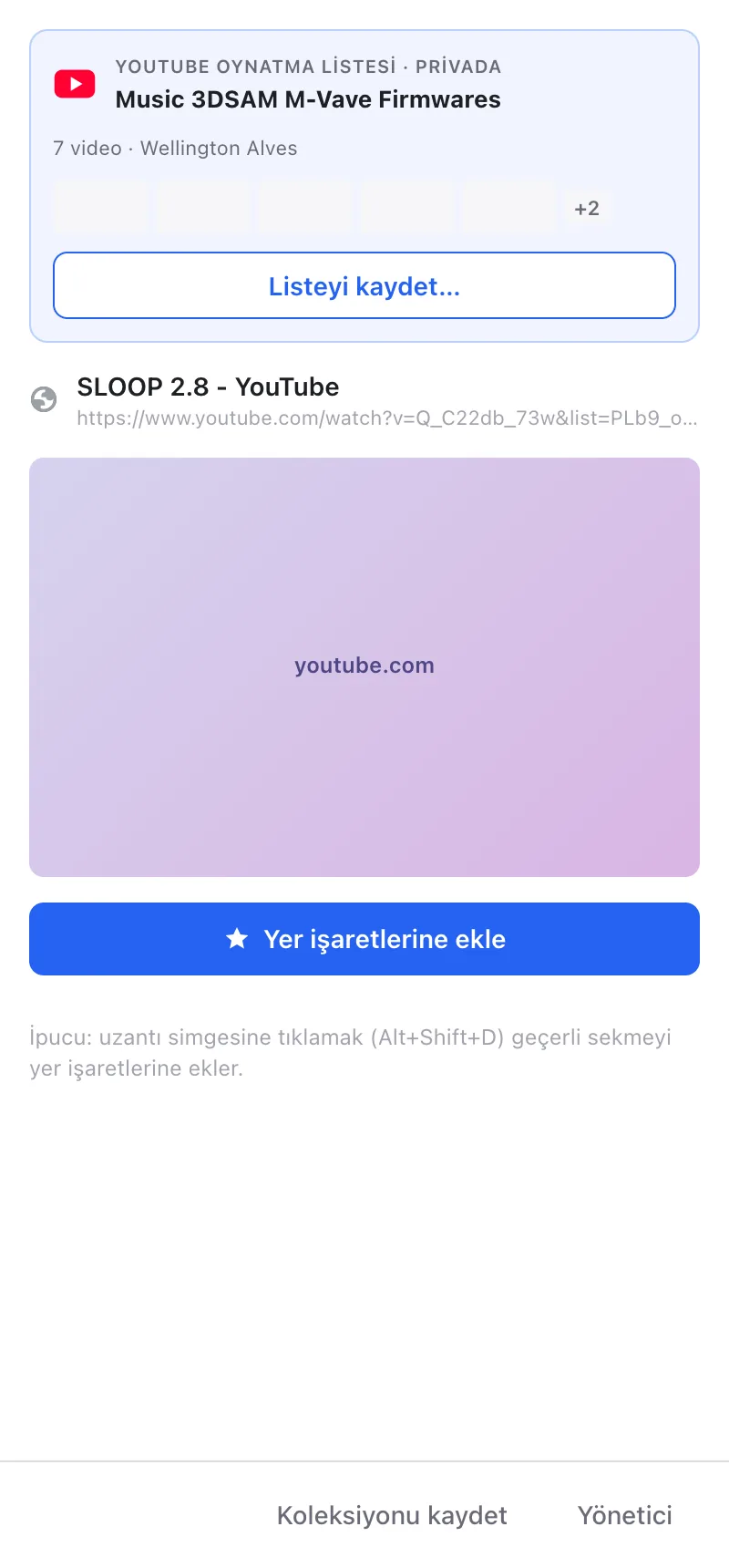 Koleksiyonu kaydet kartı
